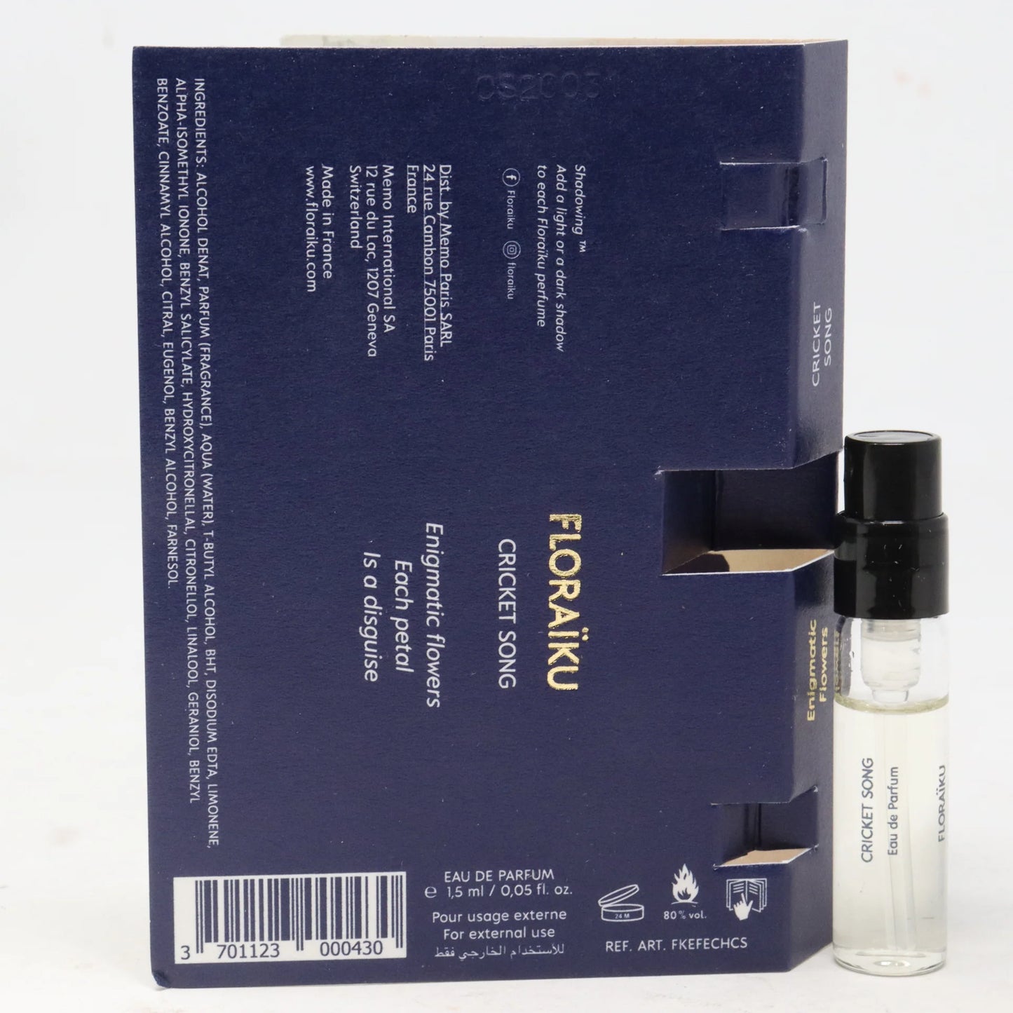 επίσημο δείγμα αρώματος των αρωμάτων Floraiku Cricket Song 1,5ml