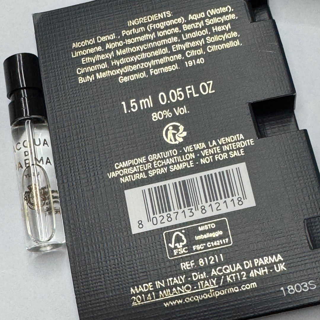 Acqua Di Parma Yuzu Edp 1,5ml 0,05 φλιτζ. ουγκιά. επίσημο δείγμα αρώματος