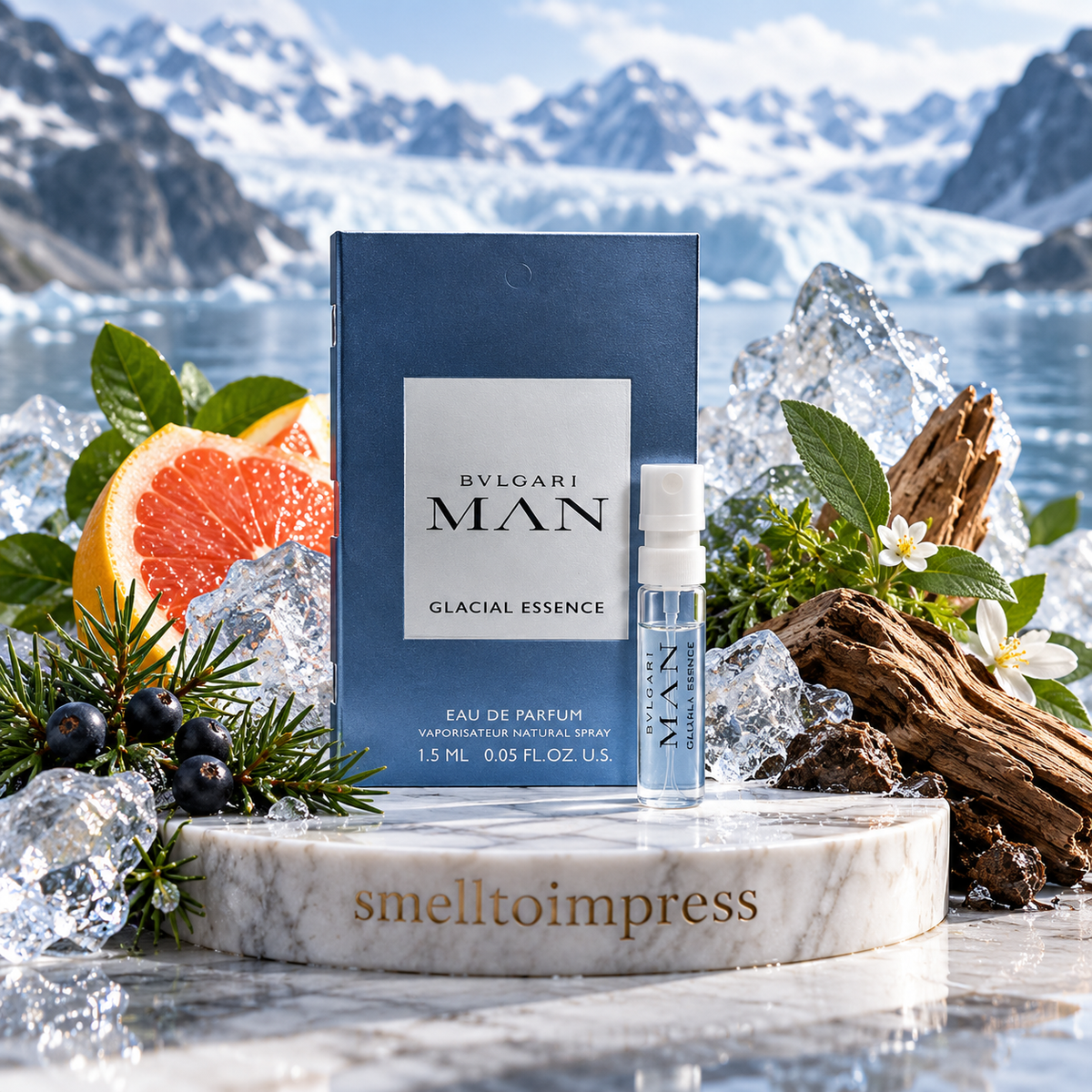 εικόνα επίσημου δείγματος αρώματος Bvlgari Man Glacial Essence 1,5 ml