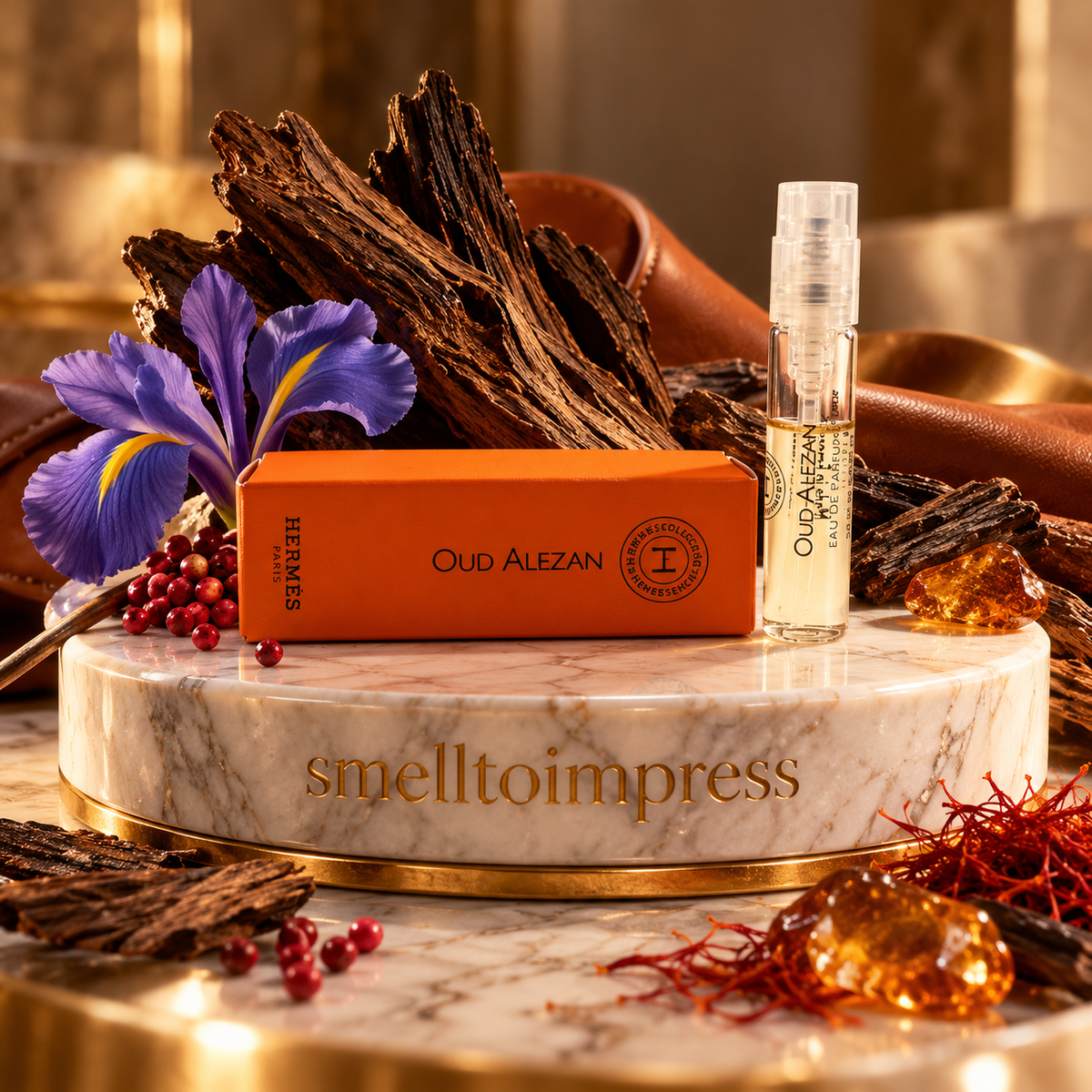 εικόνα επίσημου δείγματος αρώματος Hermes Hermessence Oud Alezan 2 ml