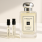 Δείγματα αρώματος Jo Malone Silver Birch & Lavender Cologne 1ml δίπλα στο άρωμα Jo Malone Silver Birch 100ml