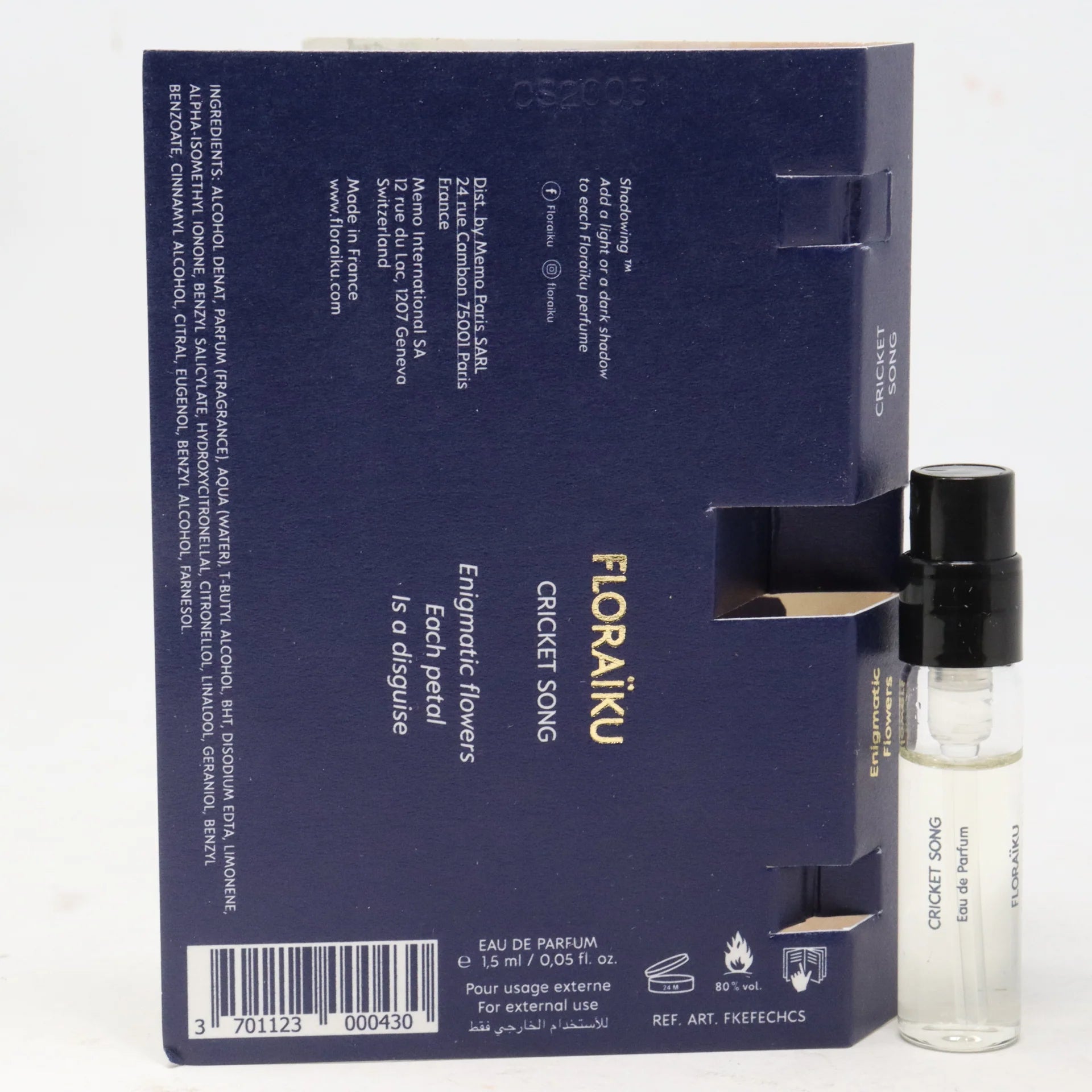 επίσημο δείγμα αρώματος των αρωμάτων Floraiku Cricket Song 1,5ml