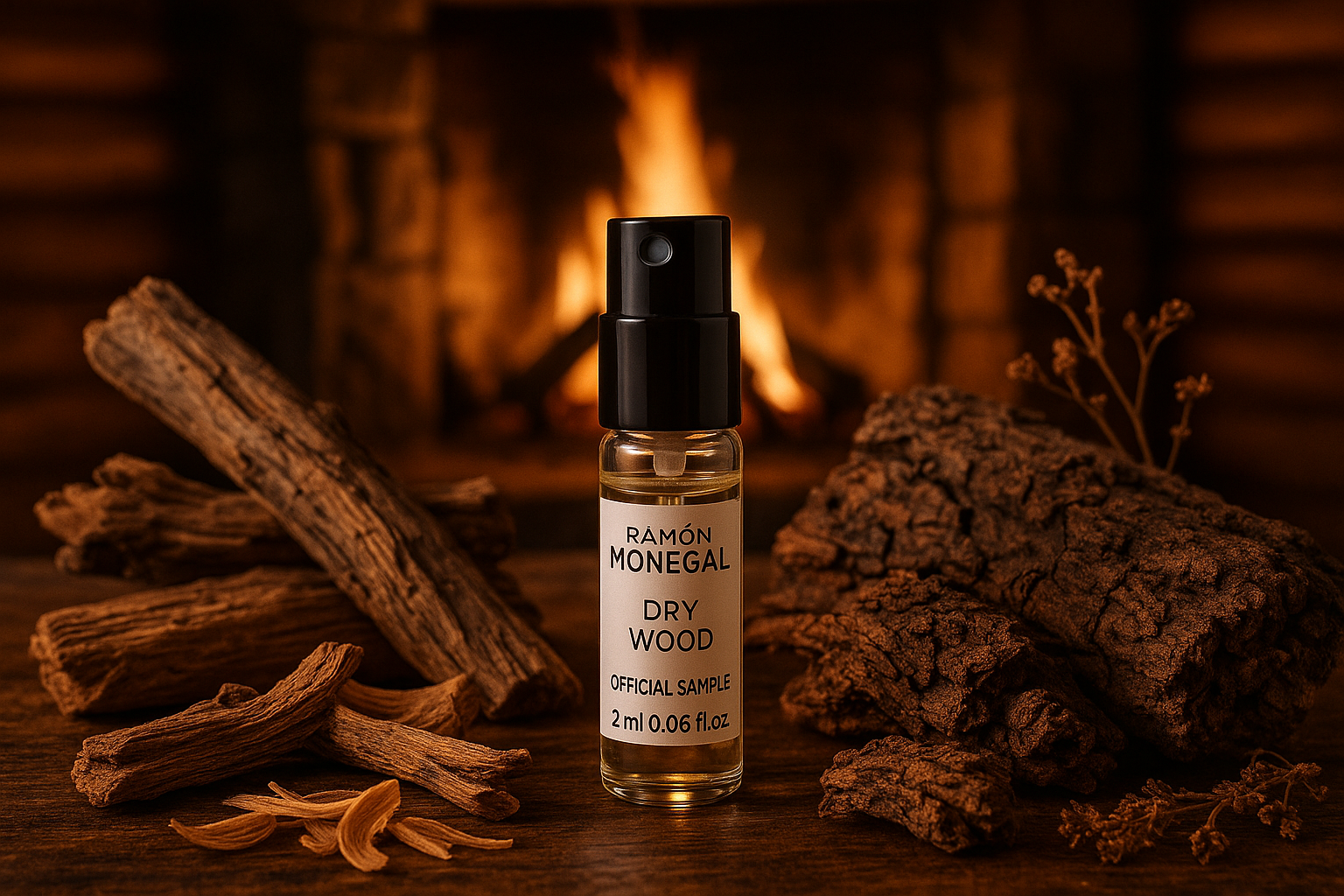 Επίσημο δείγμα αρώματος Ramon Monegal Dry Wood 2ml 0.06 fl.o.z. δοκιμαστής αρώματος